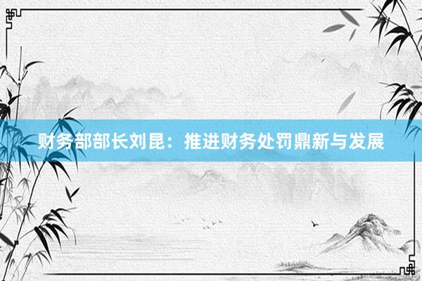 财务部部长刘昆:推进财务处罚鼎新与发展