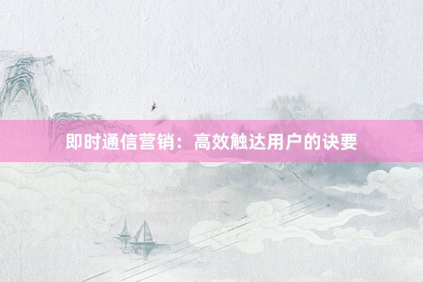 即时通信营销：高效触达用户的诀要